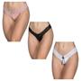 Imagem de Kit 3 Calcinhas Fio Laterais em Renda e Laço Lingerie Tanga