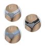 Imagem de Kit 3 Calcinhas Mescla Algodão Lingerie Conforto Tanga Laço