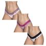Imagem de Kit 3 Calcinhas Renda Lingerie Microfibra Tanga Confortável