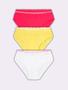 Imagem de Kit 3 calcinhas tanga amarelo/pink/branco