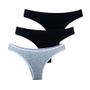 Imagem de Kit 3 Calcinhas Tanga Try Basics Algodão Cotton Básica Lisa Moda Lingerie