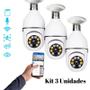 Imagem de Kit 3 Camera Lampada Segurança Wifi Sem Fio Infra Microfone