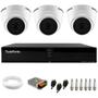 Imagem de Kit 3 Câmeras Dome VHL 1220 D G2 HDCVI 2 megapixels Intelbras Visão Noturna 20m + Dvr Tudo Forte TFHDX 3304 4 Canais Com App Xmeye