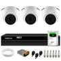 Imagem de Kit 3 Câmeras Intelbras VHD 1220 G7 Dome Full HD com Visão Noturna de 20m Multi HD + DVR Intelbras MHDX 1204 4 Canais + HD 2TB BarraCuda