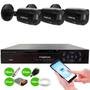 Imagem de Kit 3 Câmeras Intelbras VHD 1230 B Full HD 1080p Bullet Black G7 Visão Noturna 30m IP67 + Dvr Tudo Forte TFHDX 3304 4 Canais Com App Xmeye