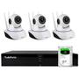 Imagem de Kit 3 Câmeras Robô IP Wifi HD 720p Sem Fio Com áudio e Visão Noturna Tudo Forte + DVR Gravador de Vídeo TFHDX 3304 4 Canais + HD 2TB Barracuda