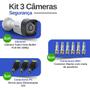 Imagem de Kit 3 Câmeras Tudo Forte Bullet Full HD 1080p, Lente 2.8mm, Visão Noturna 20M, IP66 + Conectores