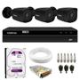 Imagem de Kit 3 Câmeras Tudo Forte Bullet TF 2020 B Black Full HD 1080p Lente 2.8mm Visão Noturna 20M IP66 + DVR Intelbras MHDX 1204 4 Canais + HD 1TB Purple