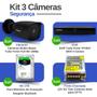 Imagem de Kit 3 Câmeras Tudo Forte TF 1220 B Black Full HD 1080p Bullet Visão Noturna 20M Proteção IP66 + DVR Tudo Forte TFHDX 3304 4 Canais + HD SkyHawk 1TB
