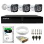 Imagem de Kit 3 Câmeras Tudo Forte TF 1220 B Full HD 1080p Bullet com Visão Noturna 20M Proteção IP66 + DVR Tudo Forte TFHDX 3304 4 Canais + HD SkyHawk 1TB