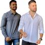 Imagem de Kit 3 Camisa Social Masculina Slim Fit Manga Longa Premium Luxo Não Amassa