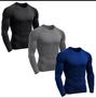 Imagem de kit 3 camisa térmica masculina segunda pele proteção UV TB moda fitness