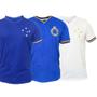 Imagem de Kit 3 Camisas Cruzeiro Retrô Palestra Itália Azul + Branco + Tríplice Coroa - Masculino