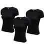 Imagem de Kit 3 Camiseta Baby Look Feminina Malwee Algodão Cor Preta G