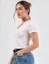 Imagem de Kit 3 Camiseta Feminina Blusas Elegantes Algodão Gola V Manga Curta