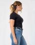 Imagem de Kit 3 Camiseta Feminina Blusas Elegantes Algodão Gola V Manga Curta