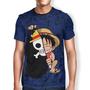 Imagem de Kit 3 Camiseta Masculina Estampada Monkey D. Luffy One Piece Blusa 100% Poliéster