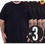 Imagem de Kit 3 Camiseta Plus Size Preto Gola Redonda Tamanhos G1 / G2 / G3