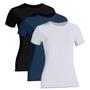 Imagem de Kit 3 Camiseta Proteção Solar Feminina Manga Curta Uv50+ 1 Marinho 1 Preta 1 Branca