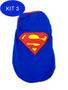 Imagem de Kit 3 Camiseta Super Heróis Superman azul  Tamanho P 31x38x23 cm