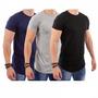 Imagem de kit 3 Camisetas  Blusas Camisas Masculino Long Line Oversized Swag Otima Qualidade