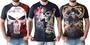 Imagem de Kit 3 Camisetas Camisas Masculinas Skull Caveiras Justiceiro Rock Moto Series Algodao