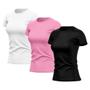 Imagem de Kit 3 Camisetas Feminina Dry Básica Lisa Proteção Solar UV Térmica Blusa Academia Esporte Camisa
