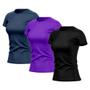 Imagem de Kit 3 Camisetas Feminina Dry Fit Básica Lisa Proteção Solar UV Térmica Blusa Academia Esporte Camisa