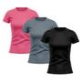 Imagem de Kit 3 Camisetas Feminina Dry Fit Proteção Solar UV Básica Lisa Treino Academia Passeio Fitness Ciclismo Camisa