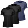 Imagem de Kit 3 Camisetas Feminina Dry Manga Curta Proteção UV Slim Fit Básica Camisa Blusa Academia Treino Fitness Esporte