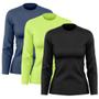Imagem de Kit 3 Camisetas Feminina Manga Longa Dry Básica Lisa Proteção Solar UV Térmica Blusa Academia Esporte Praia