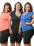 Imagem de Kit 3 Camisetas Femininas Plus Size Dry Fit Gola V Blusa Treino Academia