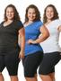 Imagem de Kit 3 Camisetas Femininas Plus Size Dry Fit Gola V Blusa Treino Academia
