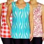 Imagem de Kit 3 Camisetas Femininas Regatas Básicas Estampas Sortidas Suplex Light Pp ao Plus Size