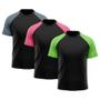 Imagem de Kit 3 Camisetas Masculina Raglan Dry Fit Proteção Solar UV