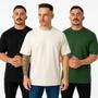 Imagem de Kit 3 Camisetas Oversized Básica Streetwear Masculina Blusa Oversized Lisa Grande 30.1 Algodão Camiseta Oversized Hap Trap Preta Off Roxa Marrom Verde