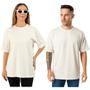 Imagem de Kit 3 Camisetas Oversized Básica Streetwear Masculina Blusa Oversized Lisa Grande 30.1 Algodão Camiseta Oversized Hap Trap Preta Off Roxa Marrom Verde