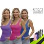 Imagem de KIT 3 Camisetas REGATAS BABY LOOK ALGODÃO Tshirt Blusinha Feminina Academia Corrida Yoga 638