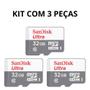 Imagem de Kit 3 Cartão Memória Micro SD Sandisk 32GB Classe 10 Ultra