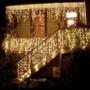 Imagem de Kit 3 Cascata 400 Leds 10M 8 Funções Branco Quente Fio Branco Voltagem: 127v