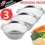 Imagem de Kit 3 Cesto De Inox Escorredor 28CM Para Lavar Alimentos Arroz Legumes Frutas Massas Resistente