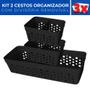 Imagem de Kit 3 Cesto Organizador Rattan c/ Divisória Removível Mini M