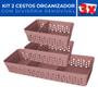 Imagem de Kit 3 Cesto Organizador Rattan c/ Divisória Removível P G