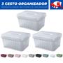 Imagem de Kit 3 Cesto Organizador Rattan c/Tampa 4,5 Litros Multiuso Plástico