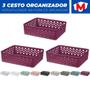 Imagem de Kit 3 Cesto Organizador Rattan Multiuso Armário Gaveta Lavanderia M (24x19)