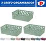 Imagem de Kit 3 Cesto Organizador Rattan Multiuso Armário Gaveta Lavanderia P (19x13)