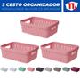 Imagem de Kit 3 Cesto Organizador s/Tampa Trama Rattan 11L Multiuso Plástico