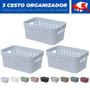 Imagem de Kit 3 Cesto Organizador  s/ Tampa Trama Rattan 4,5L Usual