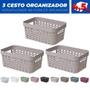 Imagem de Kit 3 Cesto Organizador  s/ Tampa Trama Rattan 4,5L Usual