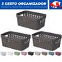 Imagem de Kit 3 Cesto Organizador Trama Rattan s/Tampa 4,5L Multiuso Plástico